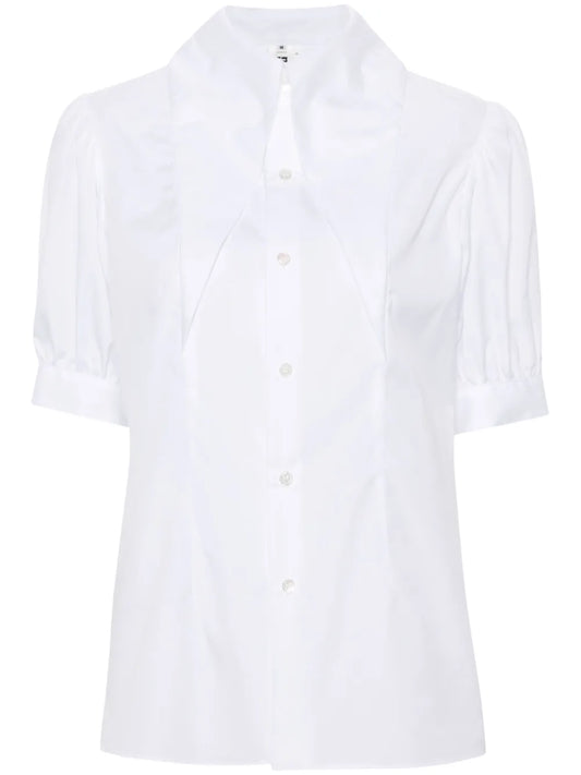 Long-Collar Puff-Sleeves Shirt