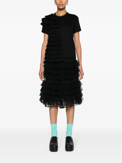 Ruffled-Layer Cotton T-Shirt
