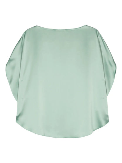 Tonal Stitching Satin-Finish Blouse