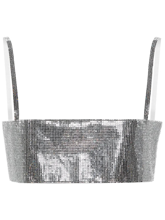 Mirror Rhinestone-Embellished Crop Top