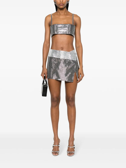 Mirror Rhinestone-Embellished Crop Top