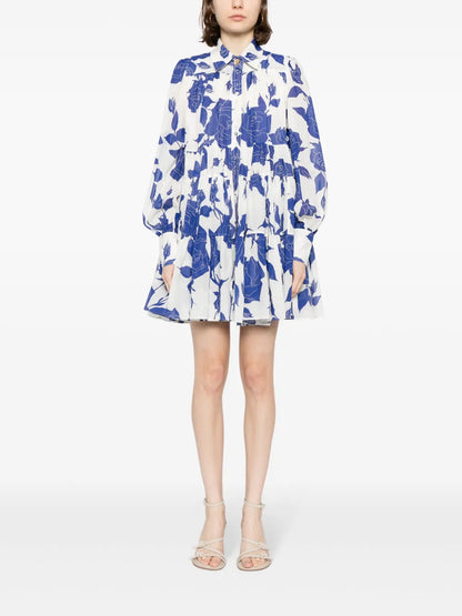 Rose-Print Cotton Shirtdress