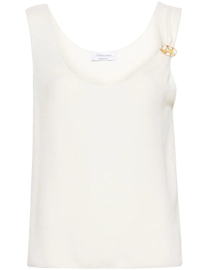 Ring-Detail Crepe Tank Top