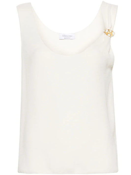 Ring-Detail Crepe Tank Top