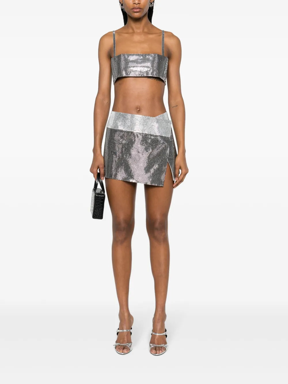 Rhinestone-Embellished Mini Skirt