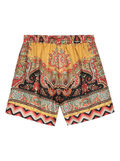 Aloe Floral-Print Silk Shorts