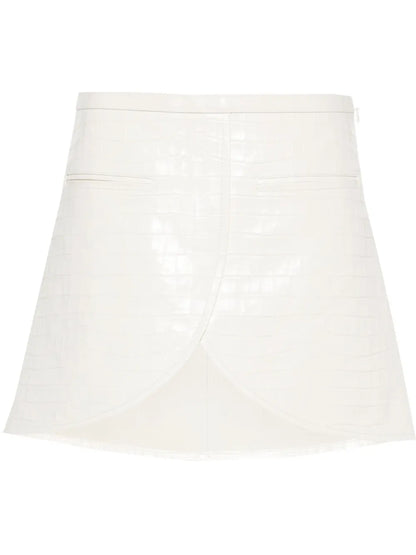 Ellipse Crocodile-Effect Leather Mini Skirt