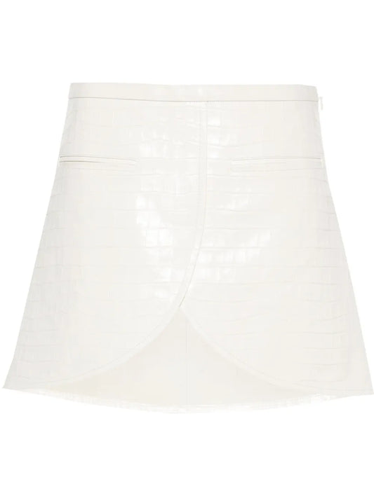 Ellipse Crocodile-Effect Leather Mini Skirt
