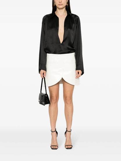Ellipse Crocodile-Effect Leather Mini Skirt