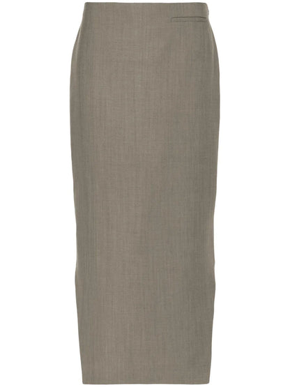 High-Low Hem Wool Skirt