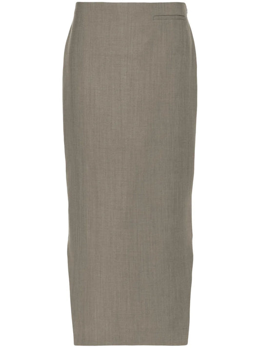 High-Low Hem Wool Skirt