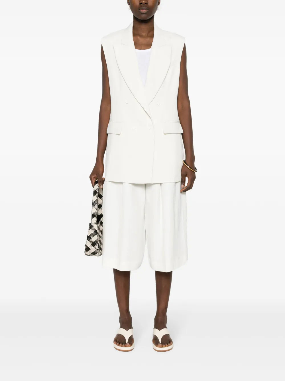 Pleated Below-Knee Shorts