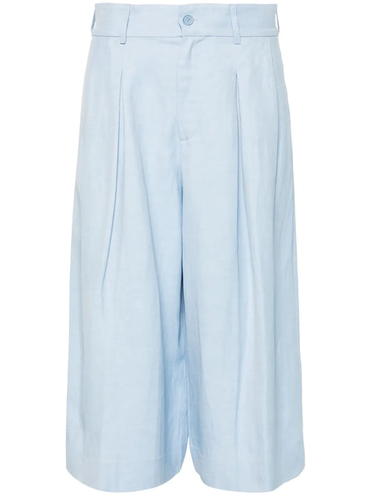 Pleated Below-Knee Shorts