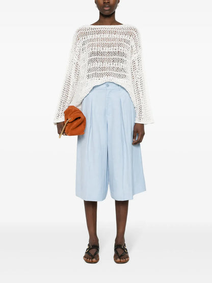 Pleated Below-Knee Shorts