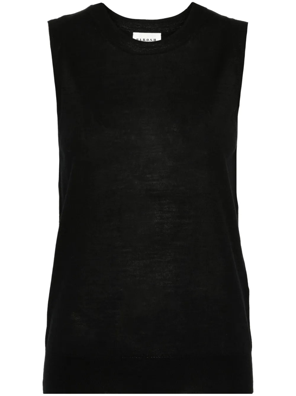 Crew-Neck Fine-Knit Tank Top