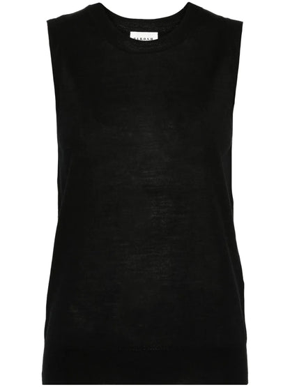 Crew-Neck Fine-Knit Tank Top