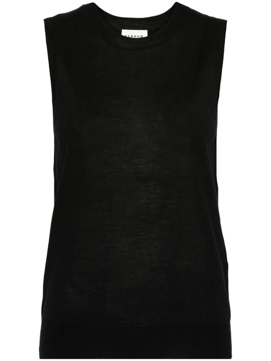 Crew-Neck Fine-Knit Tank Top