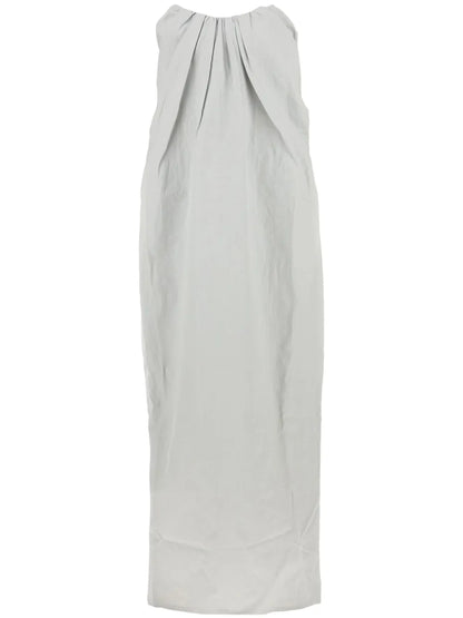 Strapless Pleat-Detail Shift Maxi Dress