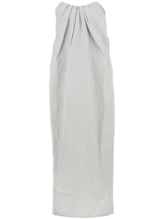 Strapless Pleat-Detail Shift Maxi Dress