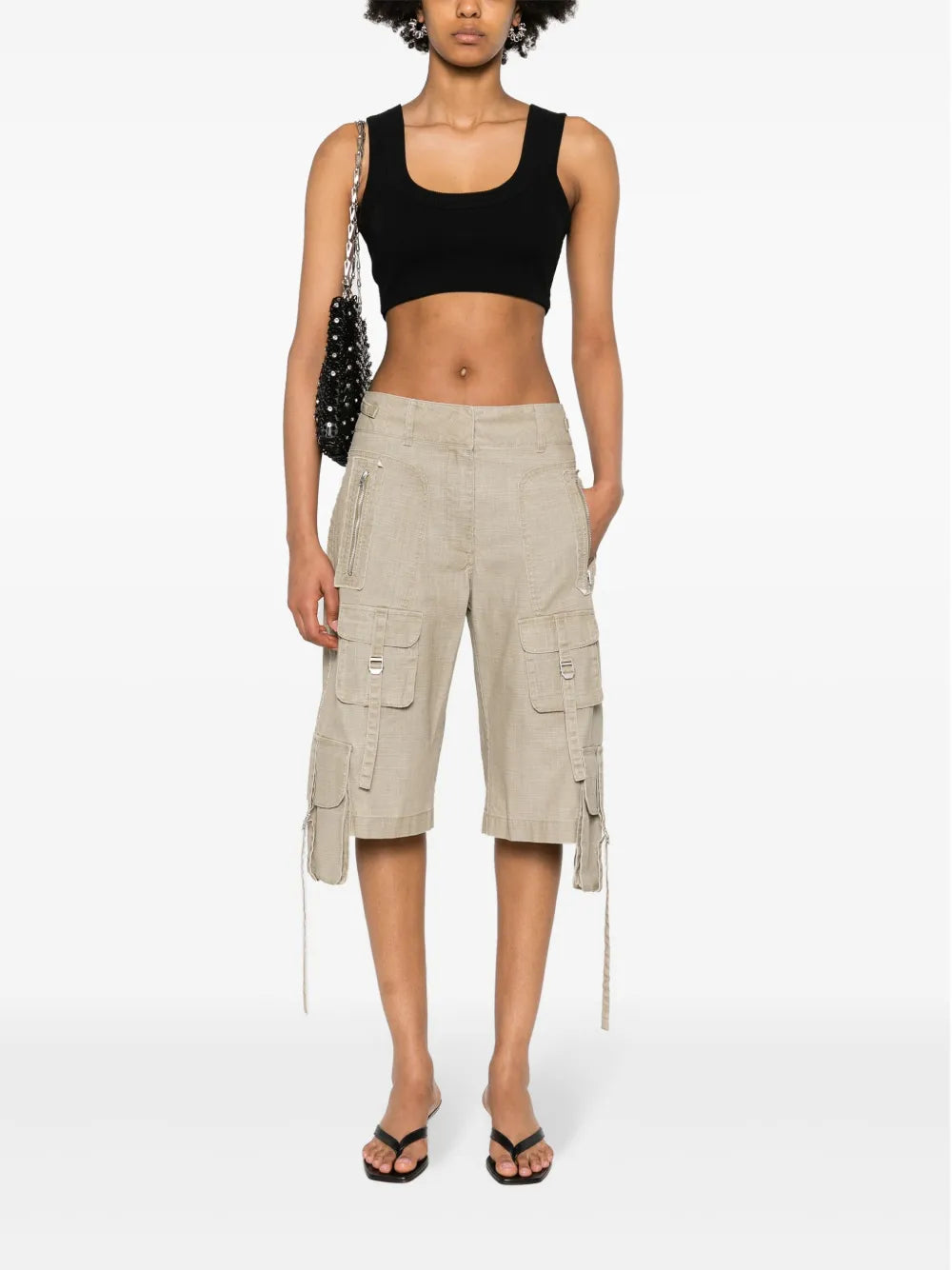 Embossed-Logo Cropped Tank Top