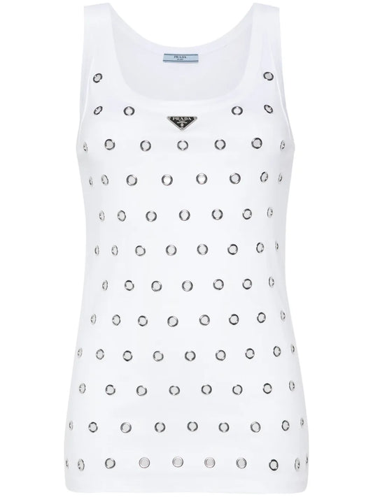 Triangle-Logo Eyelets Tank Top