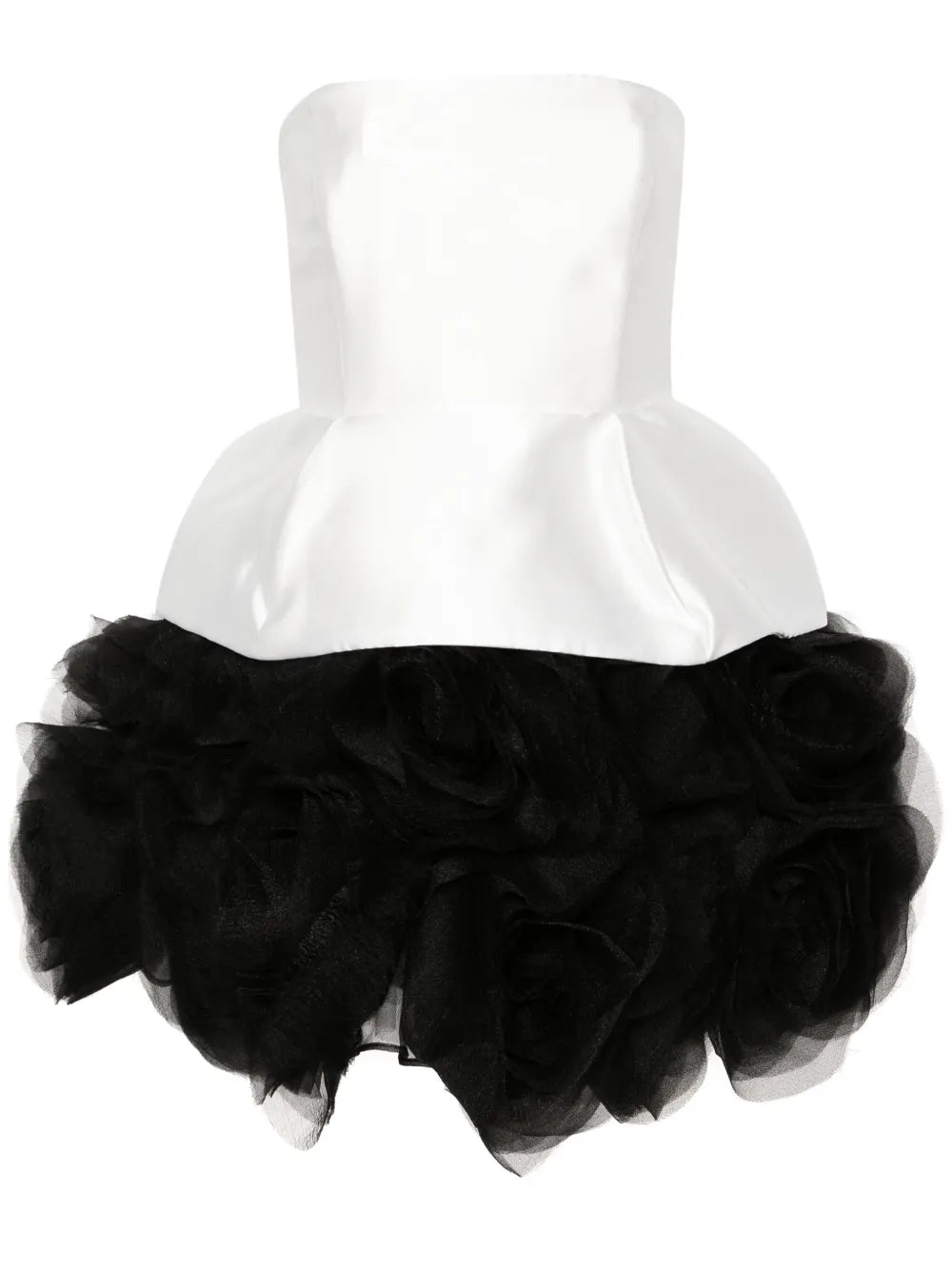 Floral-Appliqué Strapless Minidress