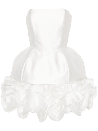 Floral-Appliqué Strapless Minidress