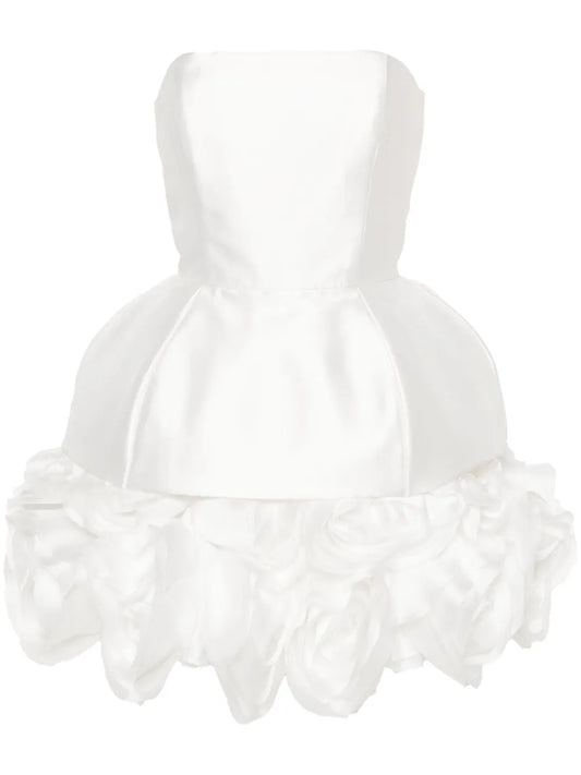 Floral-Appliqué Strapless Minidress