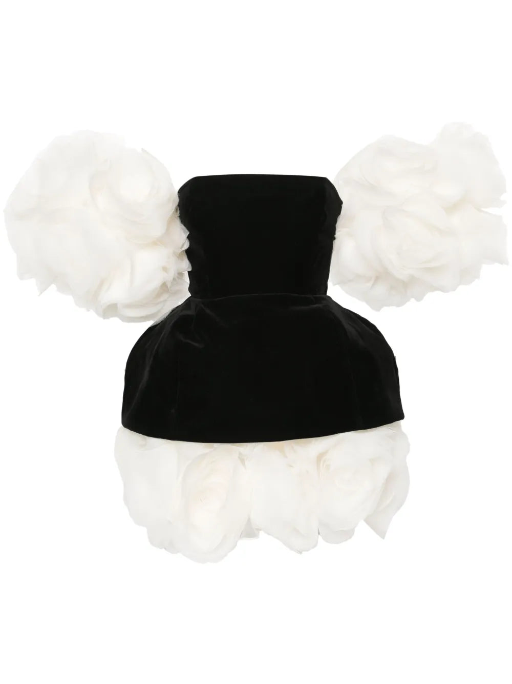 Floral-Appliqué Velvet Minidress