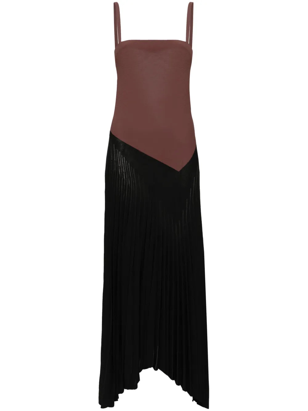Colour-Block Plissé Maxi Dress