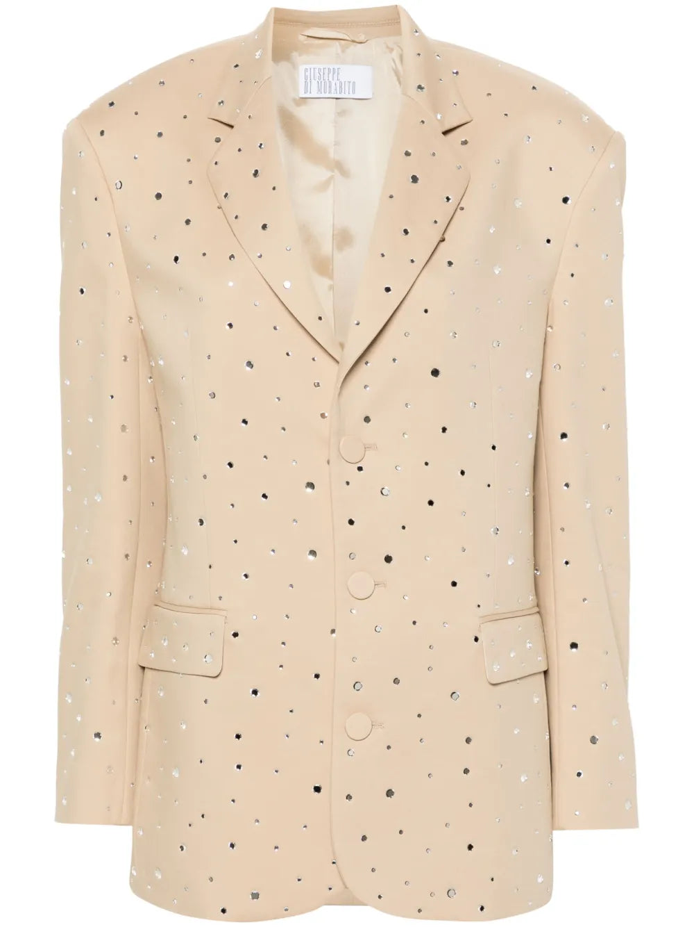 Rhinestone-Embellished Single-Breasted Blazer