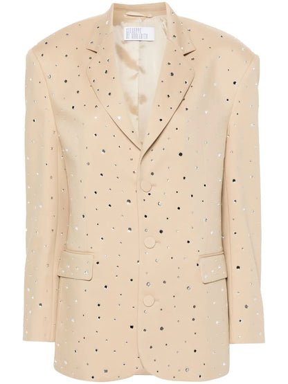 Rhinestone-Embellished Single-Breasted Blazer