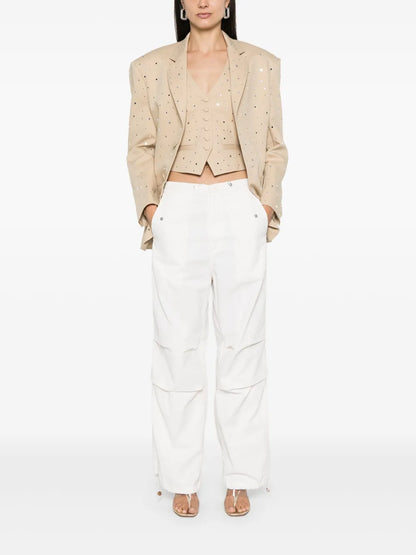 Rhinestone-Embellished Single-Breasted Blazer