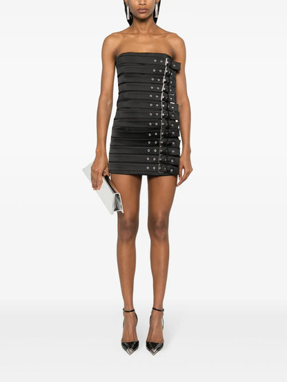 Buckle-Embellished Mini Dress