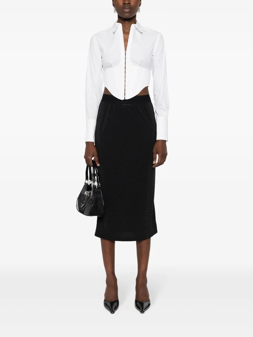 Crystal-Embellished Midi Skirt