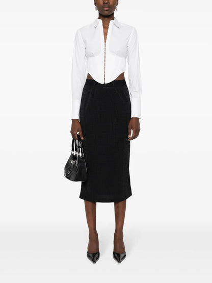 Crystal-Embellished Midi Skirt