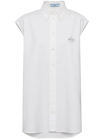 Logo-Print Sleeveless Oxford Shirt