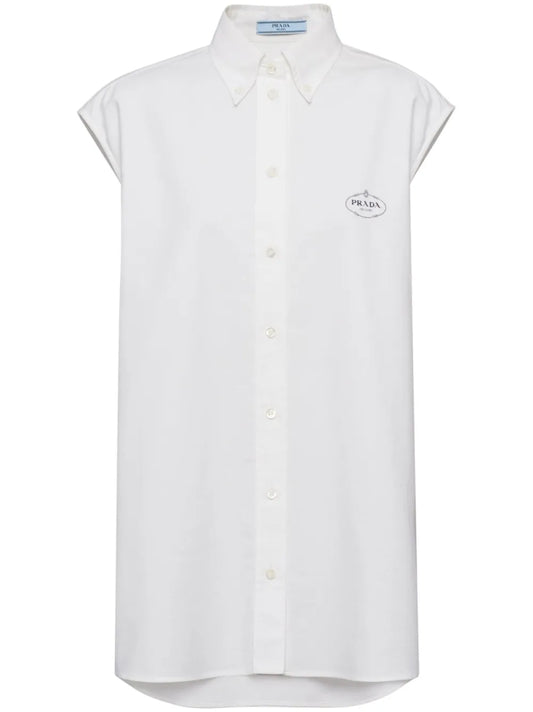 Logo-Print Sleeveless Oxford Shirt