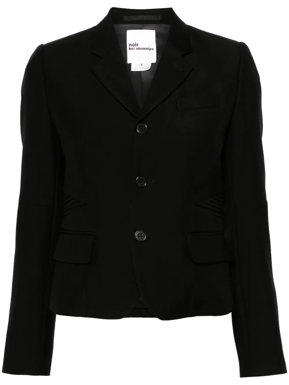 Ribbed-Panels Single-Breasted Blazer