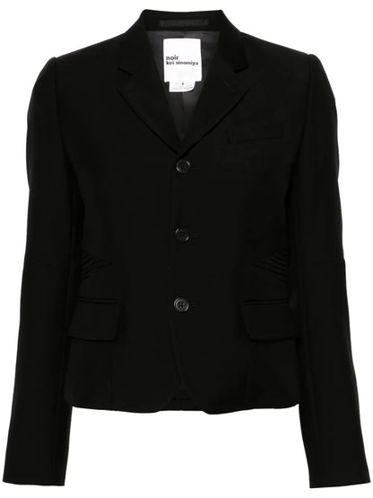 Ribbed-Panels Single-Breasted Blazer