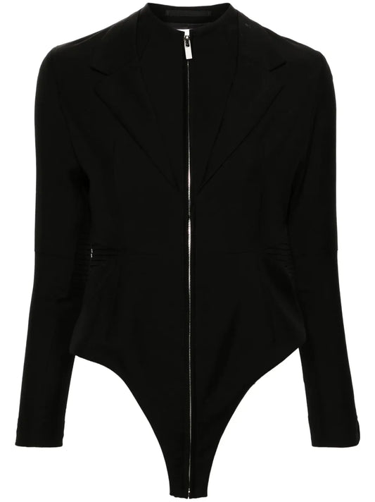 Pintuck-Detailing Tailored Bodysuit