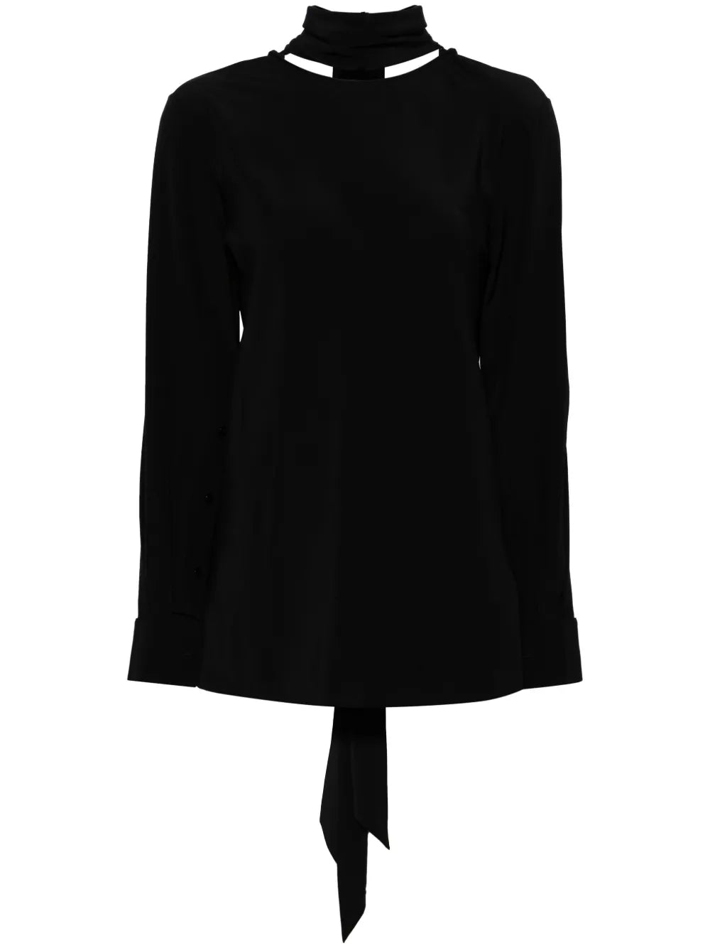 Detachable-Scarf Silk Blouse