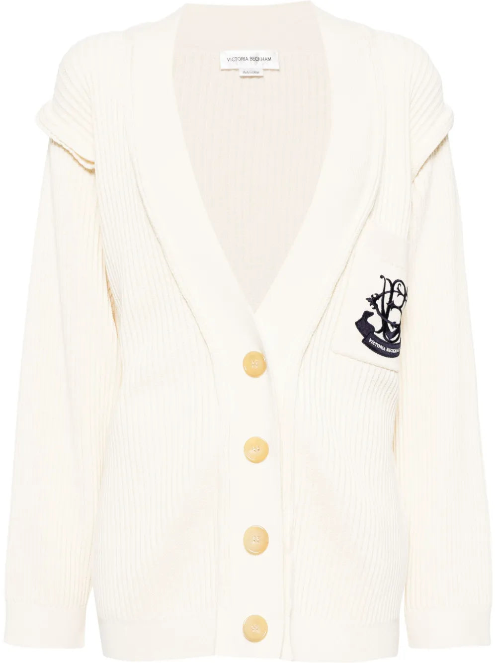 Logo-Embroidered Ribbed-Knit Cardigan