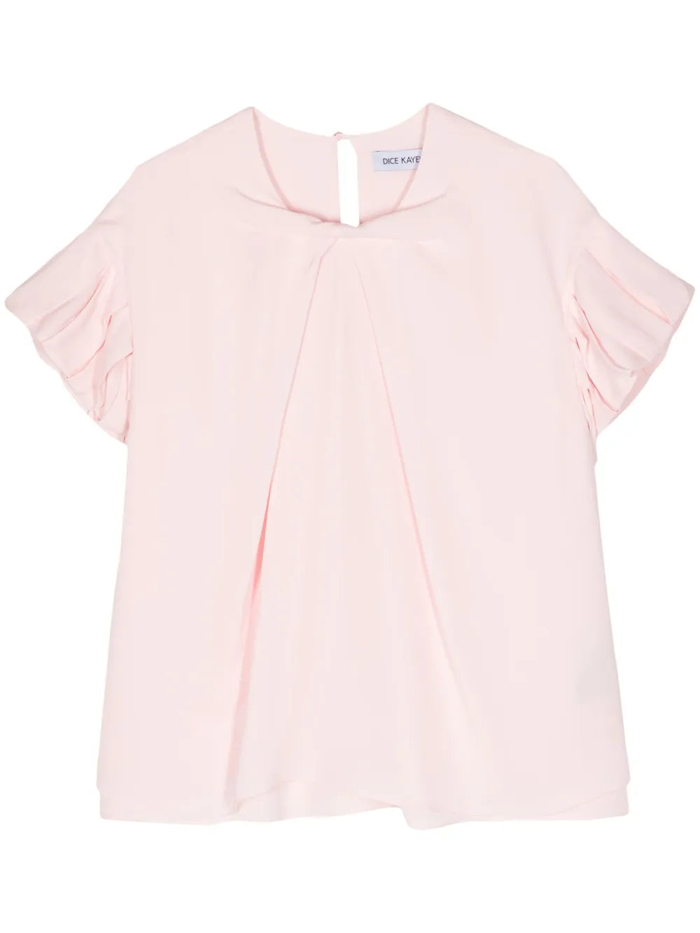 Ruffle-Sleeve Silk Blouse