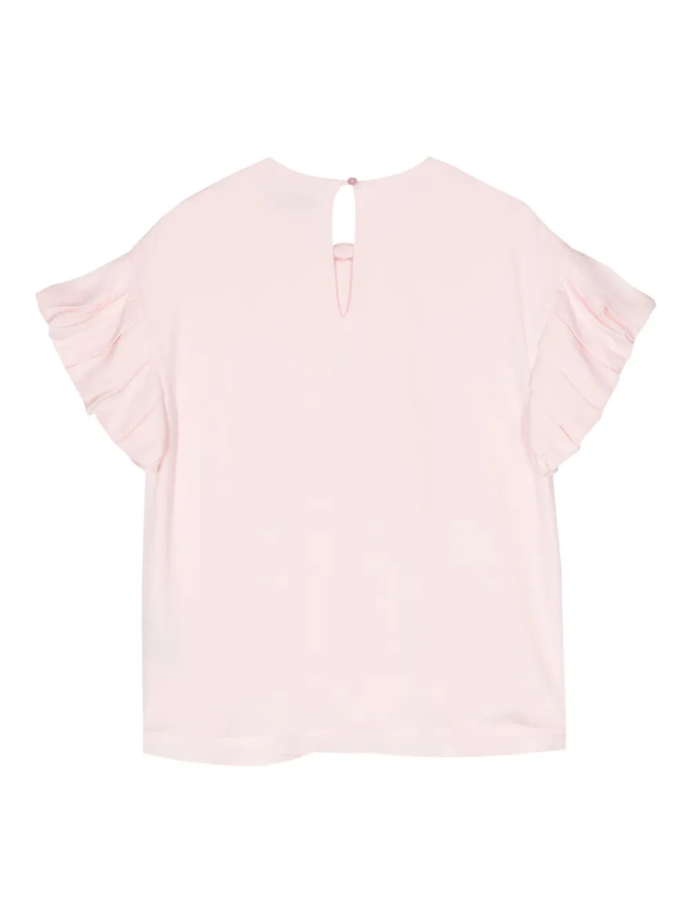 Ruffle-Sleeve Silk Blouse