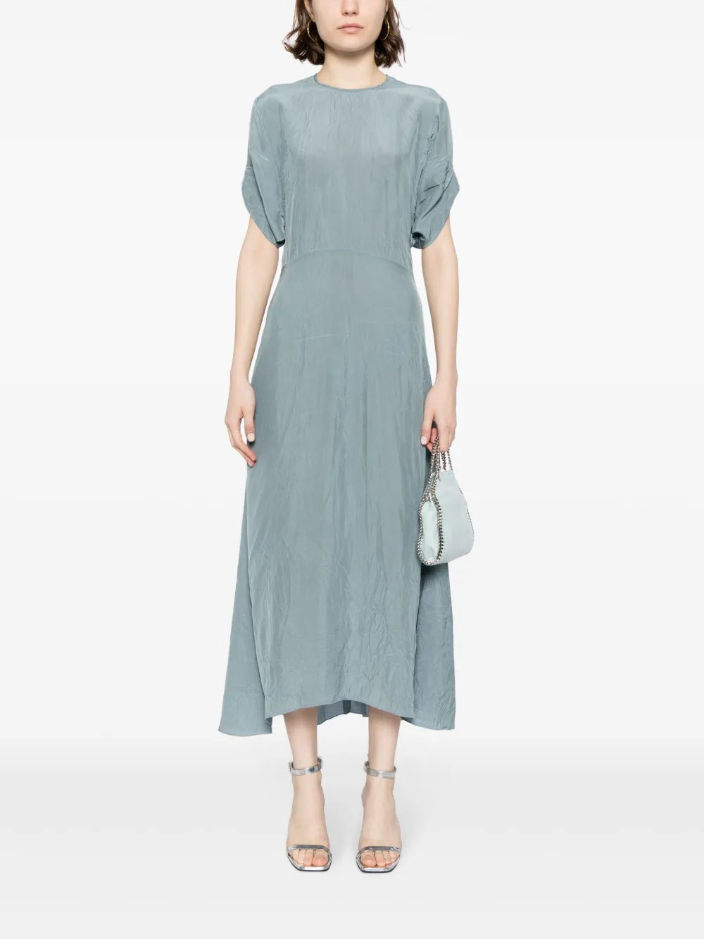 Gathered-Detail Shorts-Sleeved Dress