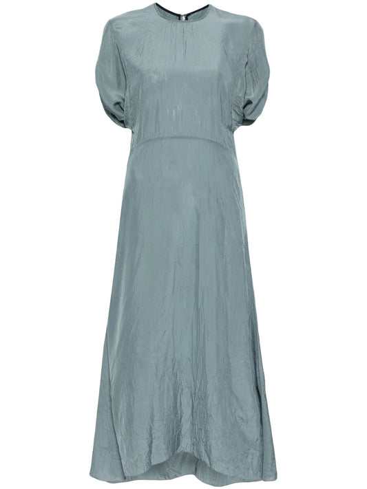 Gathered-Detail Shorts-Sleeved Dress