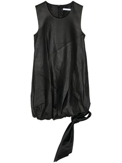 Leather Puffball Minidress