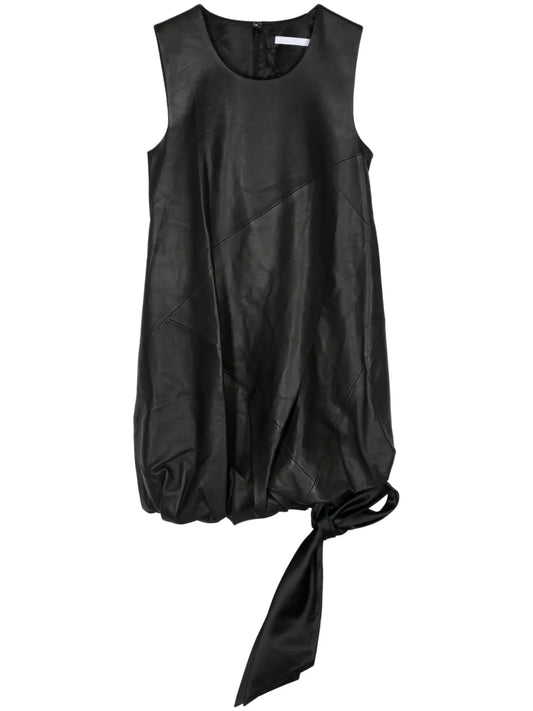 Leather Puffball Minidress