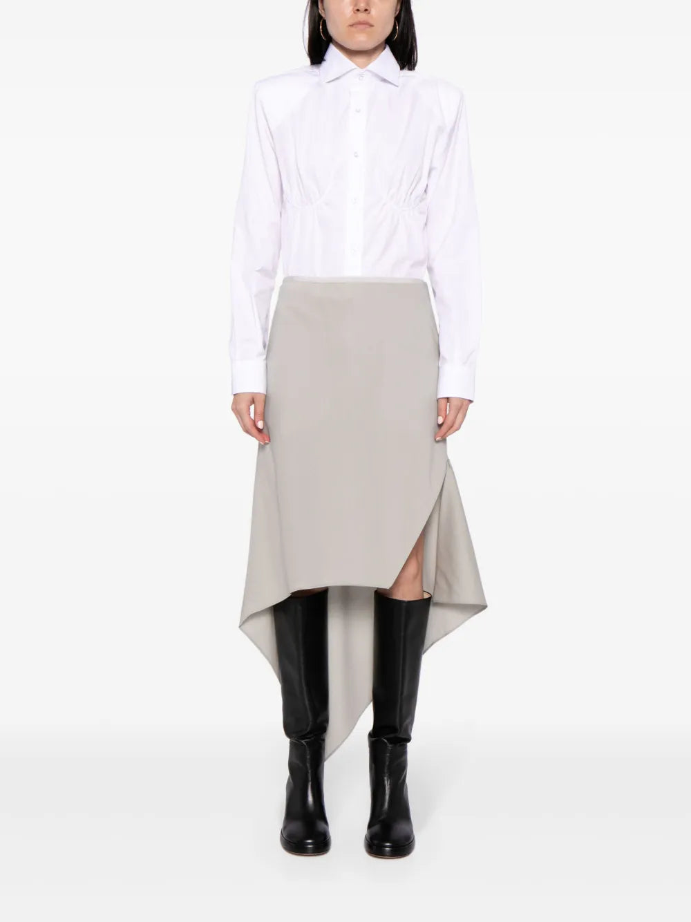 Asymmetric Wool Midi Skirt